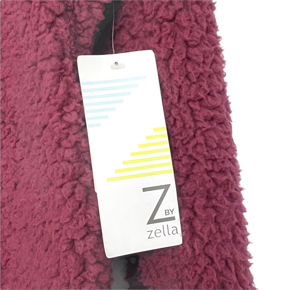 NEW Z By Zella Nordstrom Free Style Faux Shearling Pullover Sweatshirt Burgundy - Picture 7 of 11